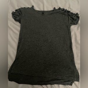 dark gray open shoulder shirt